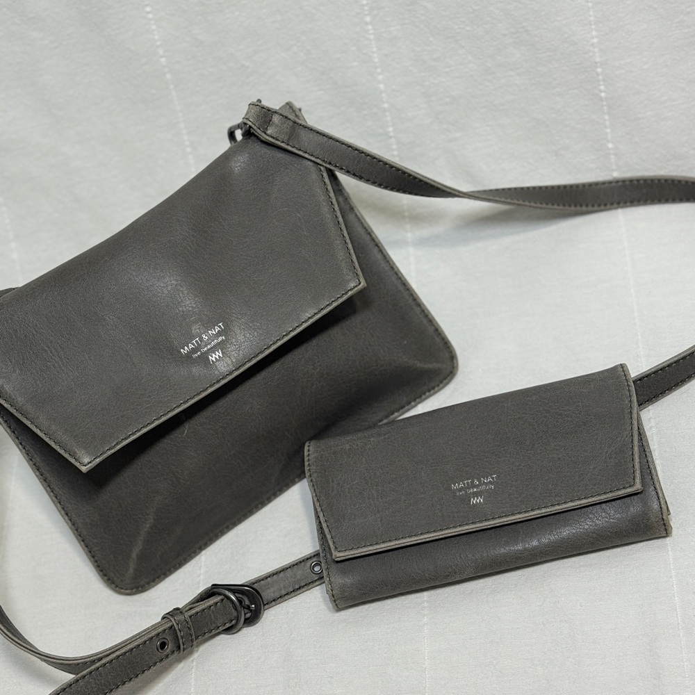 Matt & Nat Charcoal Crossbody Bag and Wallet
